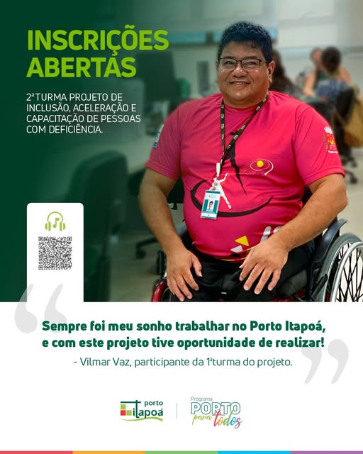 Porto Itapoá abre inscrições para Profissionais Pessoa com Deficiência