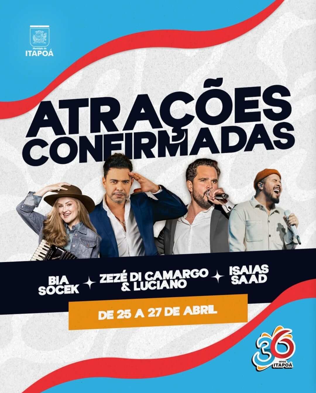 Prepare-se para celebrar o 36° aniversário de nosso Município! A Prefeitura preparou três dias de festa repletos de música, diversão e cultura.