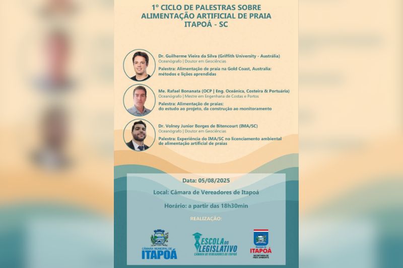 Itapoá promove ciclo de palestras sobre técnicas de proteção costeira