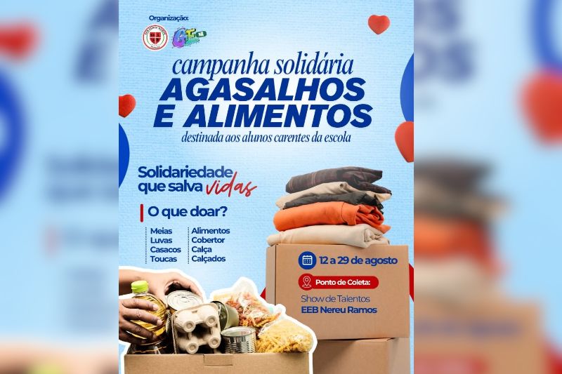 Campanha Solidária arrecada agasalhos e alimentos para alunos da rede estadual