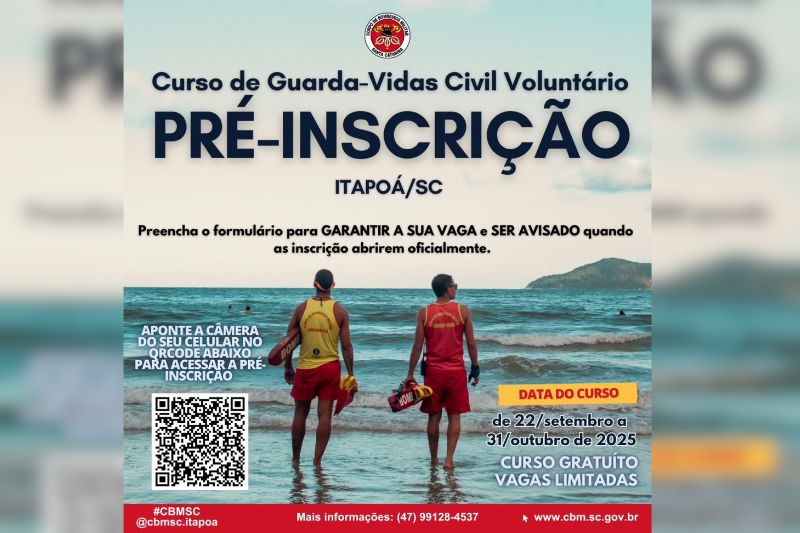 Itapoá abre pré-inscrições para curso de Guarda-Vidas Civil Voluntário