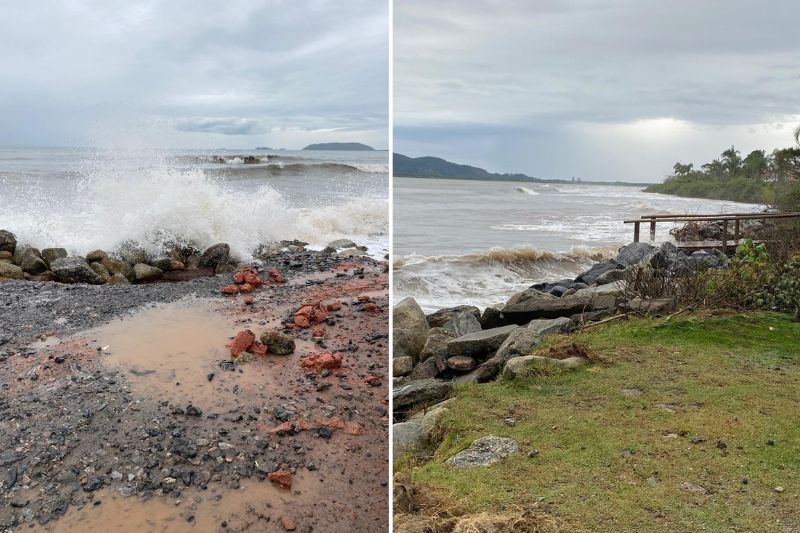 Quatro cidades do Litoral Norte de SC permanecem em emergência por avanço do mar