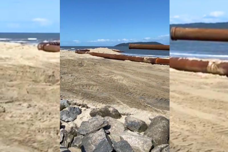 Alargamento das praias de Itapoá avança 800 metros em duas semanas e marca maior obra costeira do Brasil