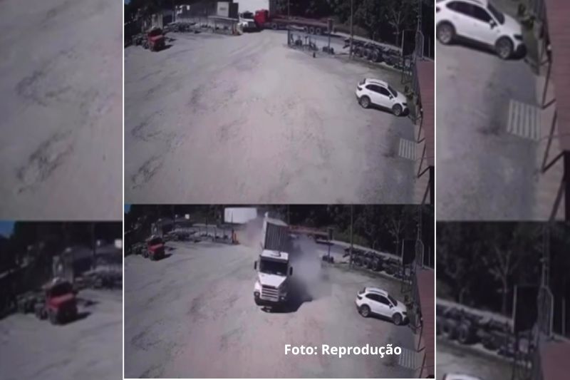 Caminhoneiro evita possível acidente após reação rápida em Itapoá