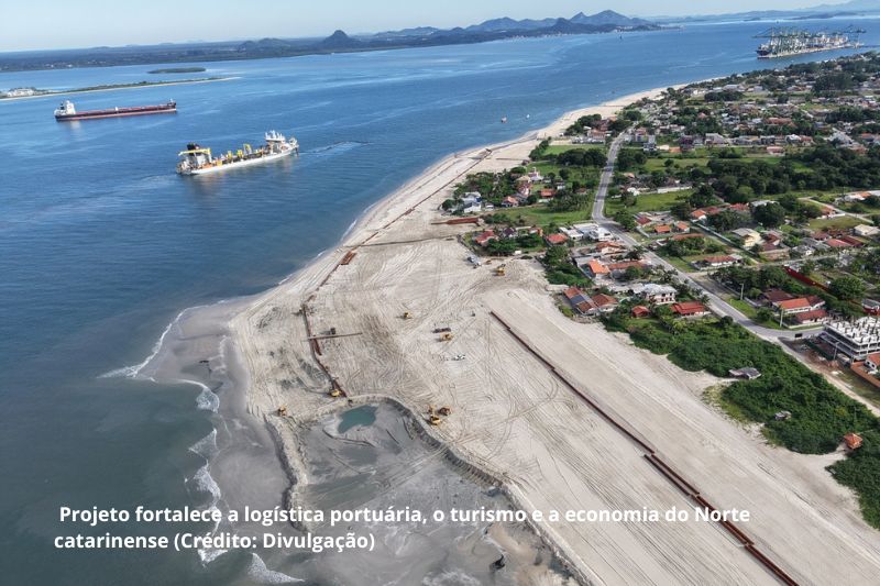 Engorda da praia de Itapoá atinge 88% de execução e deve ser concluída em outubro