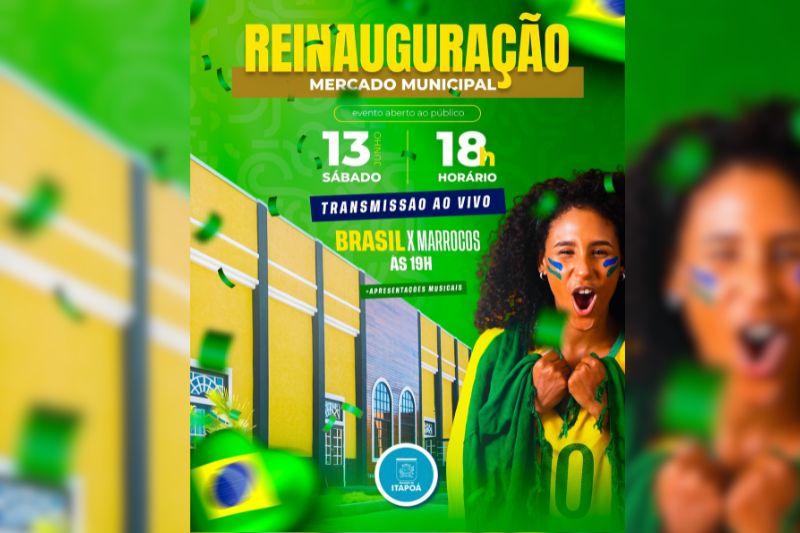 Mercado Municipal de Itapoá reabre neste sábado (13) com telão para jogo do Brasil