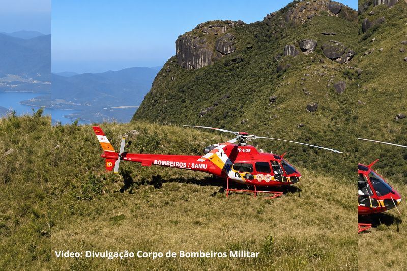 Adolescente de 17 anos é resgatado de helicóptero após se ferir em trilha no Monte Garuva