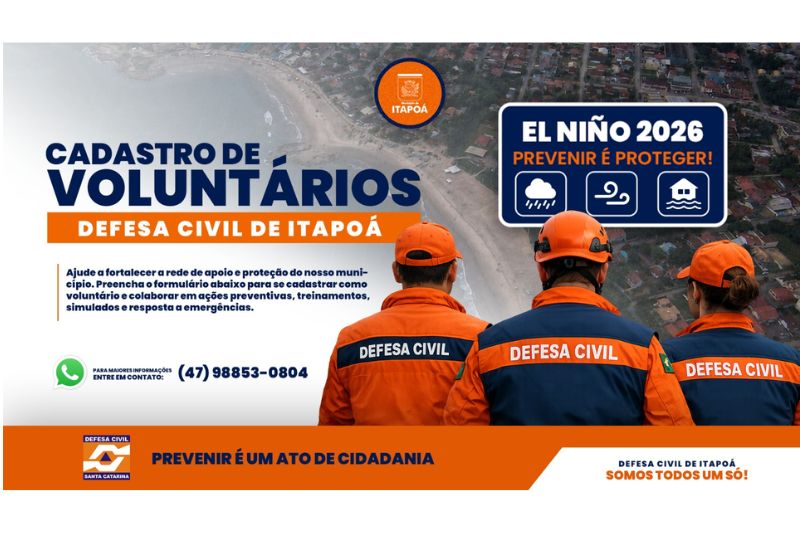 Prefeitura abre cadastro para voluntários da Defesa Civil e reforça preparação para o El Niño 2026