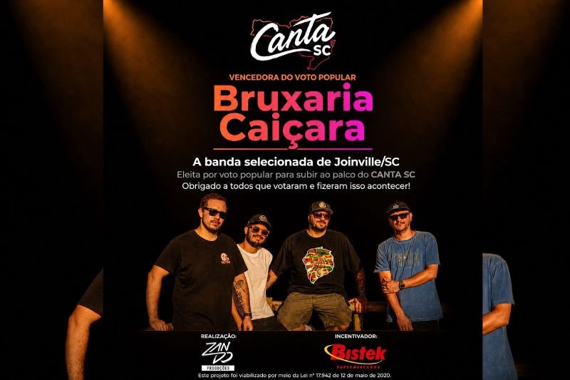 Bruxaria Caiçara, de Itapoá, vence voto popular e garante abertura do Canta SC em Joinville