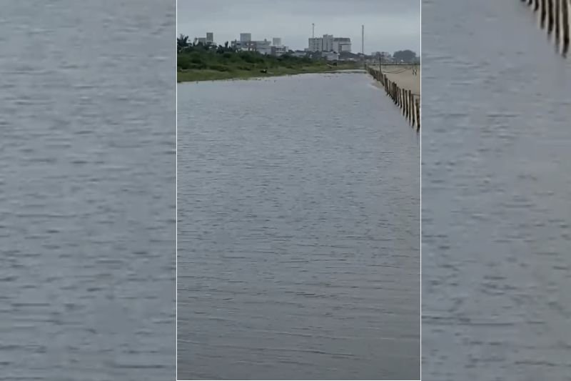 Lagoas após chuva e maré alta acendem alerta antes da temporada em Itapoá