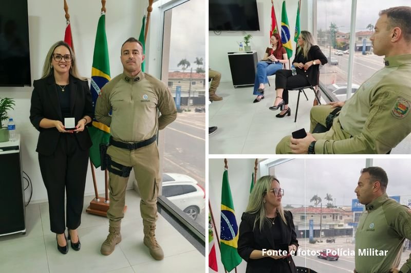 Promotora de Justiça visita sede da Polícia Militar em Itapoá