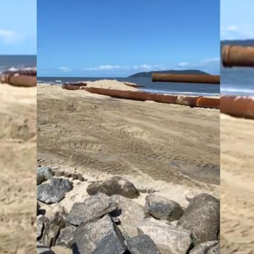Alargamento das praias de Itapoá avança 800 metros em duas semanas e marca maior obra costeira do Brasil