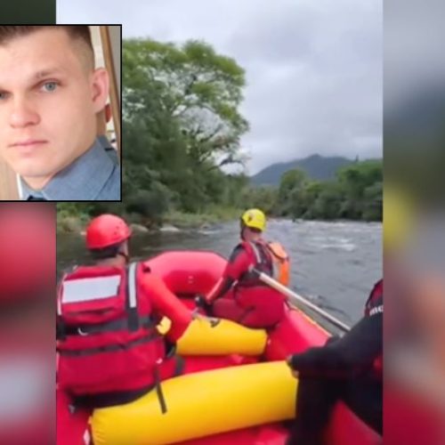 Buscas continuam por homem desaparecido após gravar vídeo em frente a forte correnteza em Garuva