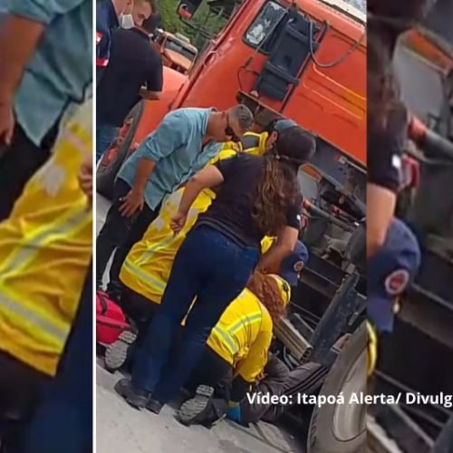 Jovem de 21 anos fica preso sob caminhão após colisão com motocicleta em Itapoá