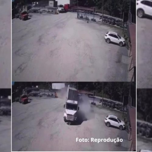 Caminhoneiro evita possível acidente após reação rápida em Itapoá