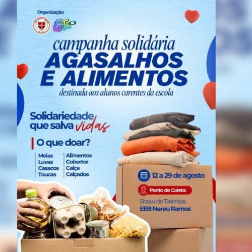 Campanha Solidária arrecada agasalhos e alimentos para alunos da rede estadual