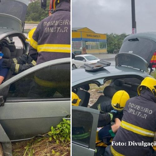 Colisão em área de pedras deixa jovem de 19 anos ferido em Garuva