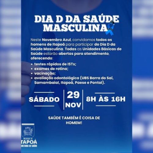 Dia D dedicado à saúde dos homens em Itapoá