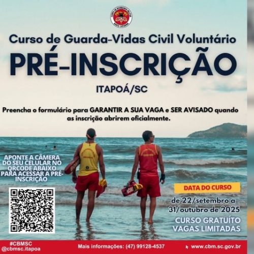 Itapoá abre pré-inscrições para curso de Guarda-Vidas Civil Voluntário