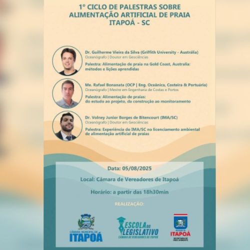 Itapoá promove ciclo de palestras sobre técnicas de proteção costeira