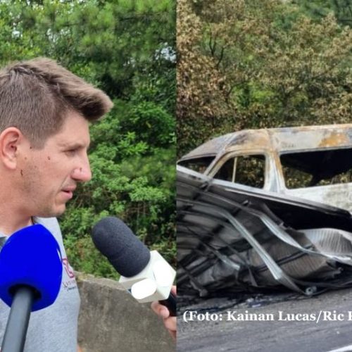 Motorista salva 15 pessoas de van em chamas na BR-376 após colisão entre Paraná e Santa Catarina