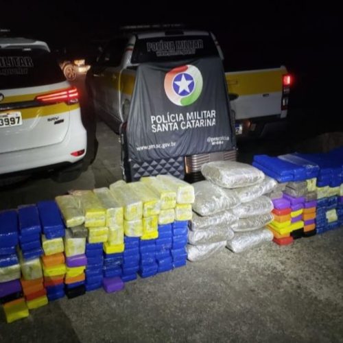 PMRv apreende 170 kg de maconha durante abordagem na BR-101, em Garuva