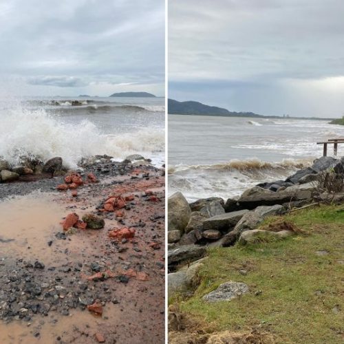 Quatro cidades do Litoral Norte de SC permanecem em emergência por avanço do mar
